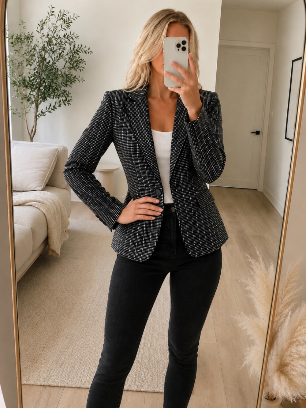 NWT Black Silver Sequin Statement Blazer Party Jacket Small